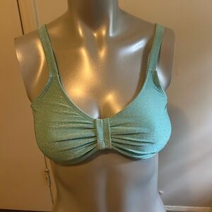 No Boundaries Green Ruched Bikini Top